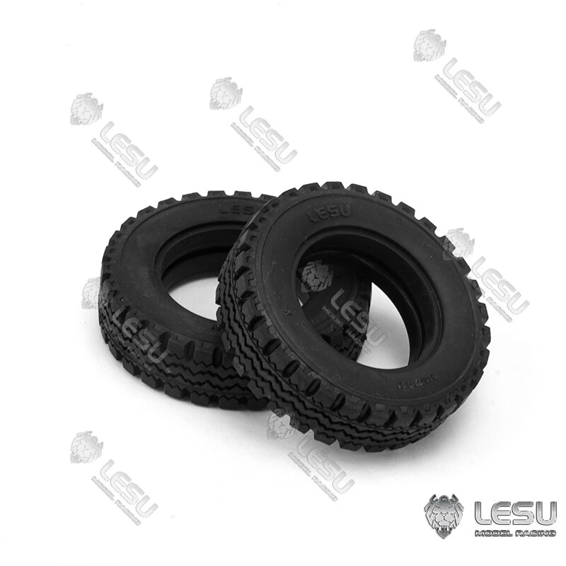 1 Pair Front Rubber Wheel Tire Tyre for LESU 1/14 Hydraulic Linde Forklift Transfer Car DIY Truck