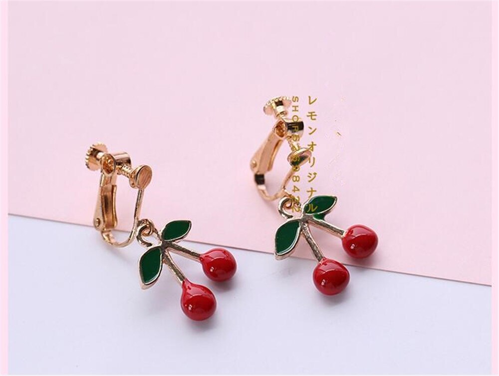 Joyería dulce perlas cuentas cadenas pulsera rojo cereza fruta dijes pulseras collar pendiente para mujeres niñas Gfits B853