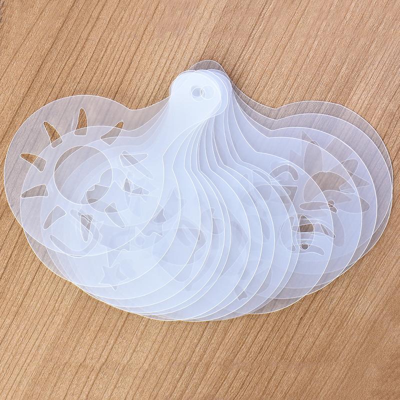 16 stuks/set koffiesjablonen met mooi patroon, printmodel van plastic pp latte cappuccino maken