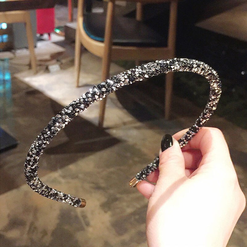 Dunne Kant Haarbanden Met Rhinestone Super Flash Hoofdband Dunne Kant Wilde Temperament Eenvoudige Hoofdband Flash Hoofddeksels Voor Vrouwen