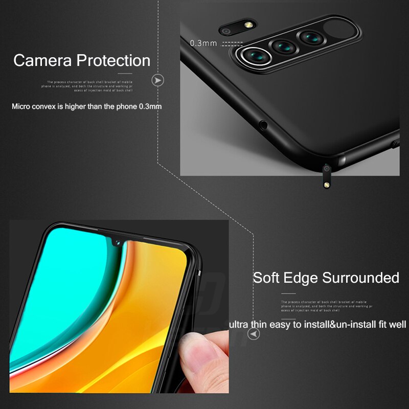 Hacrin Case For Xiaomi Redmi 9 Case Soft TPU Ultra Slim Shockproof Matte Back Cover For Redmi 9 Case Full Protective Bumper