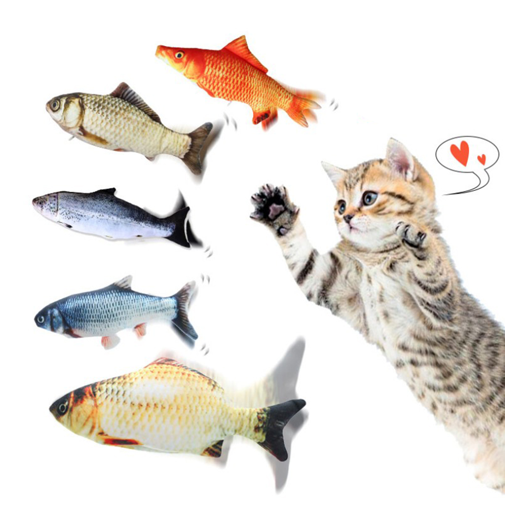 Juguete eléctrico para gato, pez que baila, modelo realista de Animal del océano, carga USB, juguete divertido para ejercicio de gato