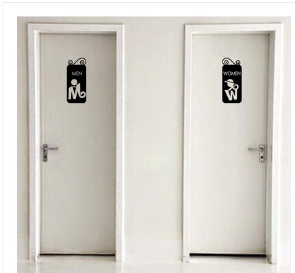 Etiqueta adhesiva de baño palabra inglesa personalidad centro comercial cafetería inodoro pegatina para aseos decoración pared