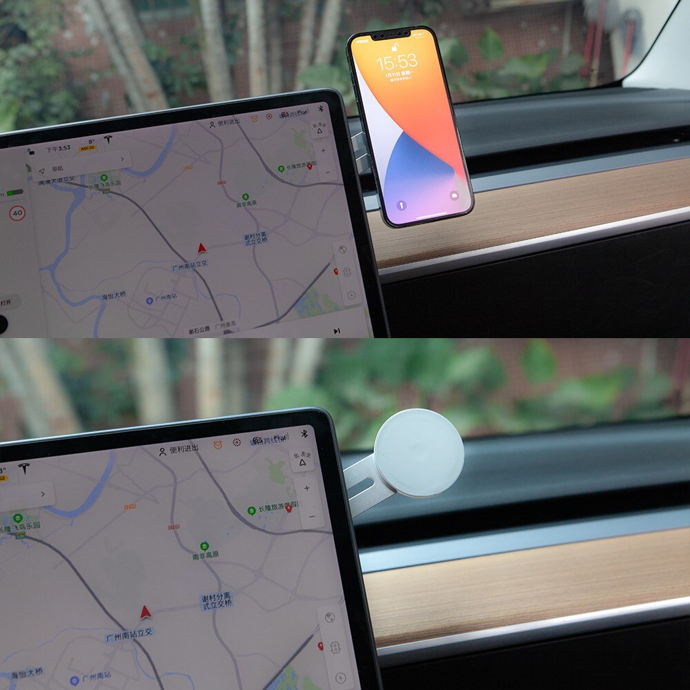 Vxvb för tesla modell 3 modell y tillbehör biltelefon pelare mobiltelefonhållare för iphone 12 12 pro 13 13 pro tillbehör