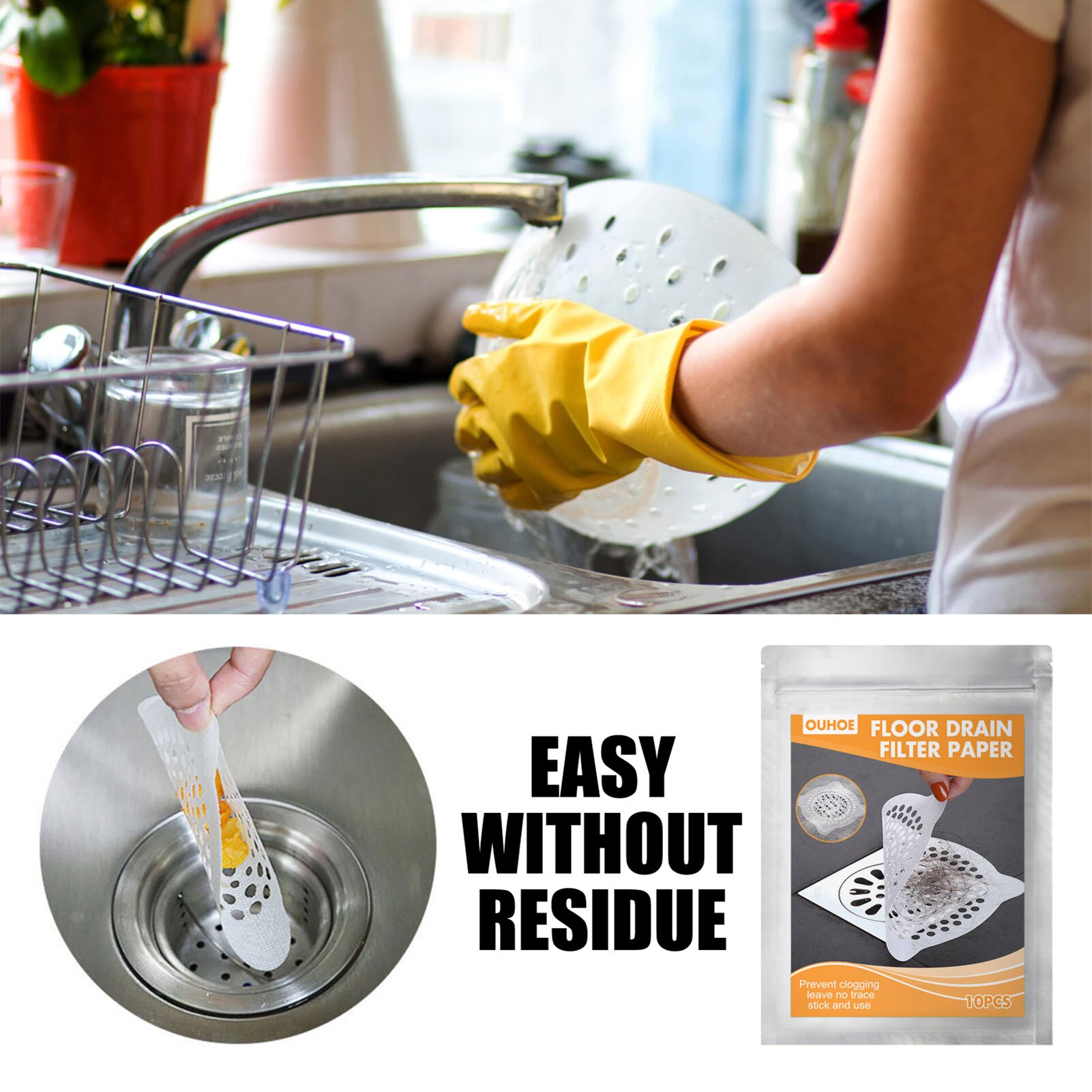 Rejilla desechable para drenaje de ducha, accesorio para el pelo, uso más higiénico y práctico, protección para alcantarillado, paquete de 10/50 unidades