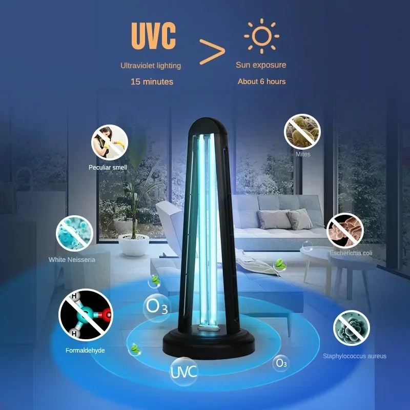 Lámpara portátil ultravioleta, lámpara germicida de ozono para el hogar, esterilización móvil, eliminación de ácaros interiores, luz de desinfección UV portátil
