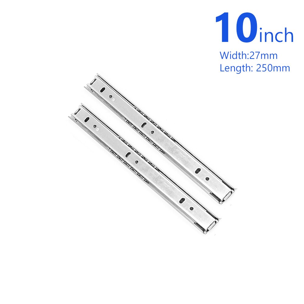 2 Sections Drawer Slides Micro Guide Steel Ball 27mm Wide Steel Ball 2 Fold Ball Slide Cabinets Drawer Steel Ball Cabinet Slides: 250mm