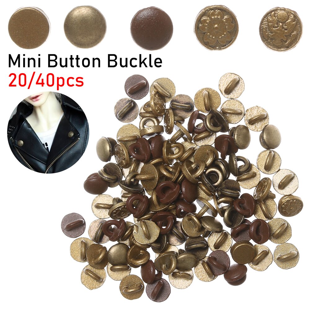 Mini Botón de 4mm para ropa de muñeca, hebilla de Metal impresa, decoración, hebillas para 20/40, accesorios de costura para ropa de muñeca, DIY, 1/6 Uds.