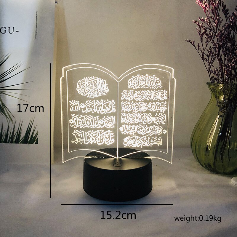 Veilleuse coran personnalisée Eid Adha, décoration musulmane pour la maison, alimentée par Usb et batterie
