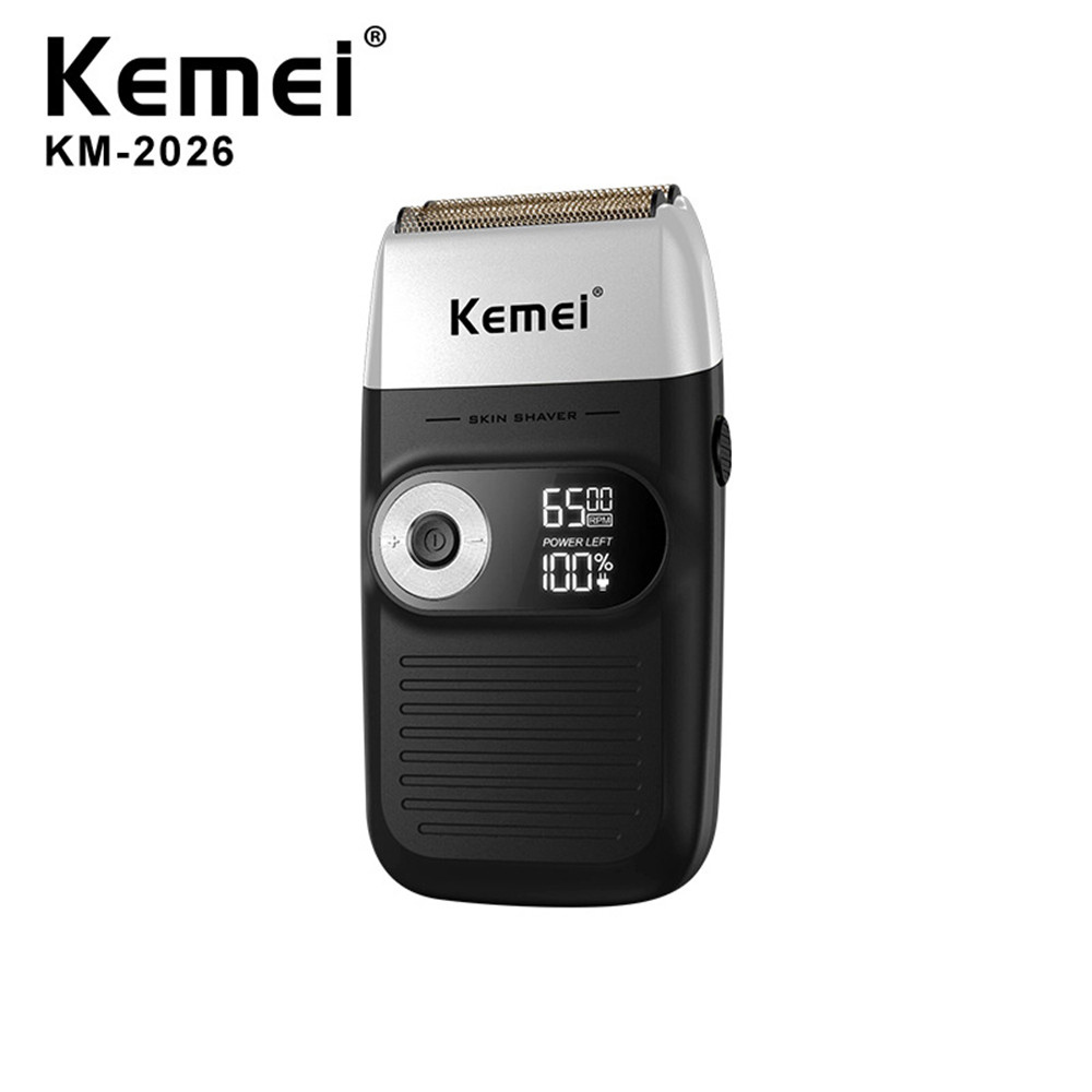 Kemei-Afeitadora eléctrica inalámbrica de doble hoja para hombre, afeitadora recargable por USB, resistente al agua, para barbero: black no box
