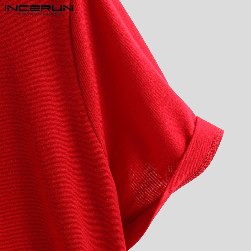 Incerun menn jumpsuit lapel neck rompers solid shortsleeve fitness hiphop bodybuilding menn overalls bukser streetwear s -5xl