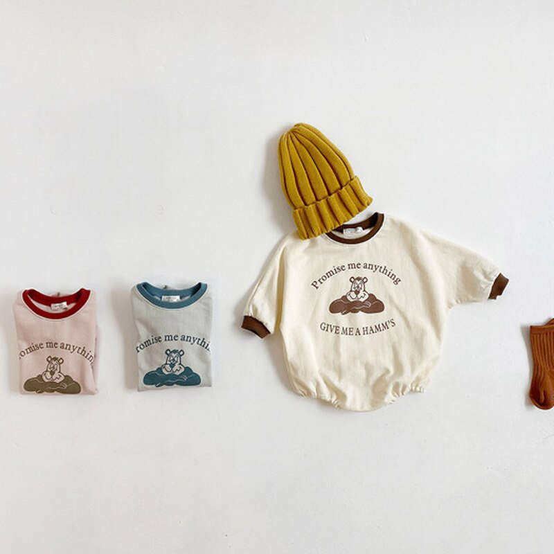 5355 Koreaanse Kinderen Romper Herfst Jongens En Meisjes Baby Zachte Cartoon Crew Hals Een Stuk Creeper
