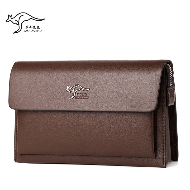 Pochette de jour à serrure codée pour hommes, sac à main antivol de grande capacité, Long portefeuille pour téléphone iPad, mini support, noir et marron: Brown 2