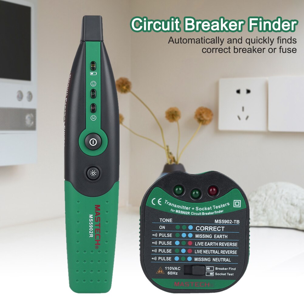 MS5902 Ac 220V Circuit Breaker Finder Automatische Home Office Plastic Professionele Met Indicatielampje Socket Tester Buzzer