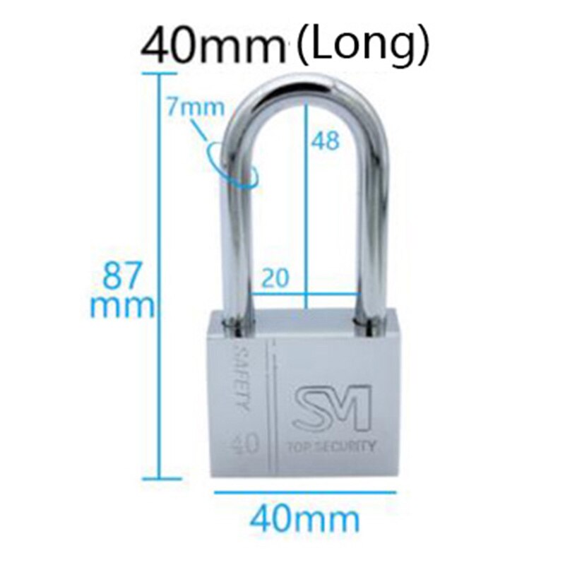 Rustfrit stål hængelås skab udendørs lås holdbar brug heavy duty høj sikkerhed solid lås dør gate box sikkerhed: Lang 40mm