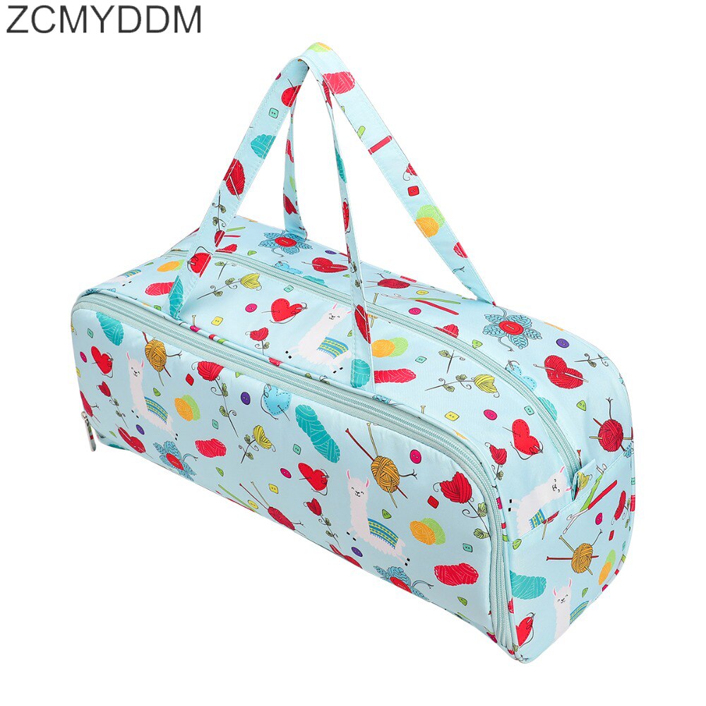ZCMYDDM Print Knitting Storage Bag Yarn Tote Organizer with Inner Divider DIY Household Organizer Knitting Needle Bag: 01