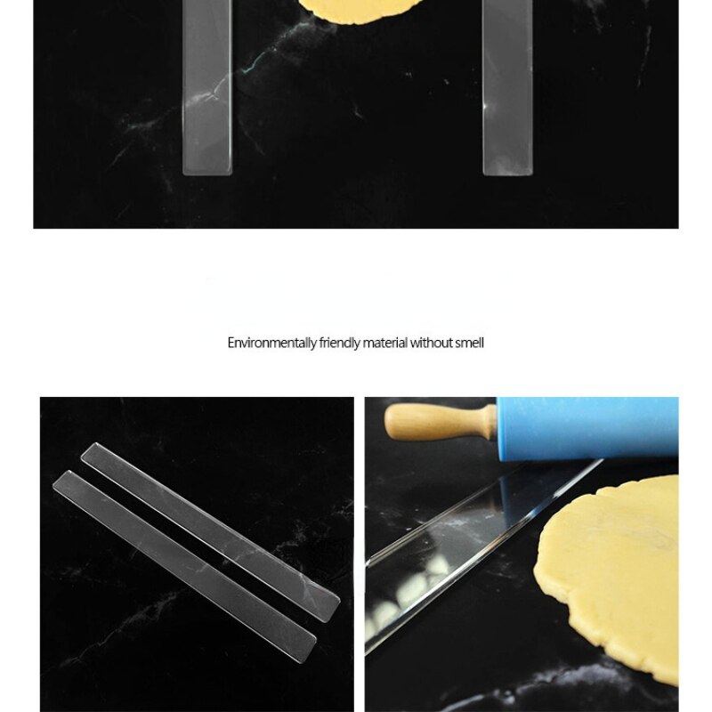 2Pcs Acrylic Biscuit Cake Rolling Tool Balance Ruler Fondant Icing Biscuit Thickness Ruler Biscuit Smoother Baking Accessories