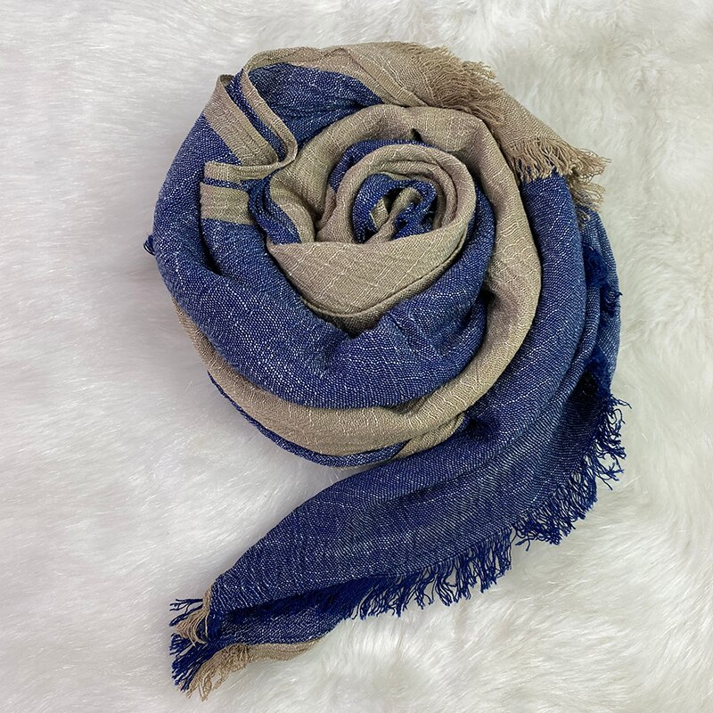 Chal largo de algodón y lino a rayas para mujer, bufanda Unisex, estilo Kroea, Primavera,