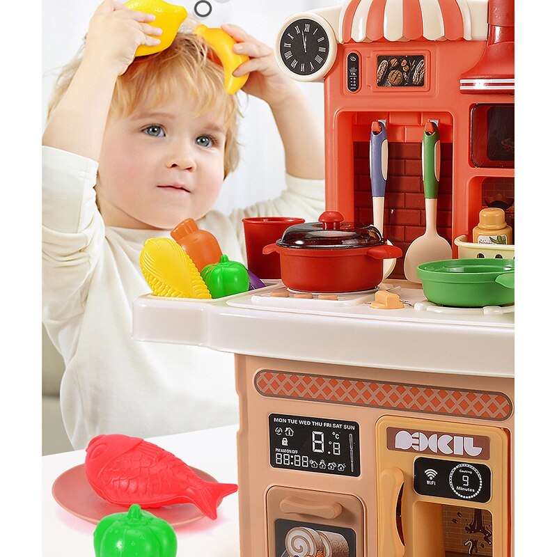 23Pcs Kinderen Speelhuis Keuken Speelgoed Set Geluid En Licht Geluidseffecten Kinderen Kok Rijst Kookgerei