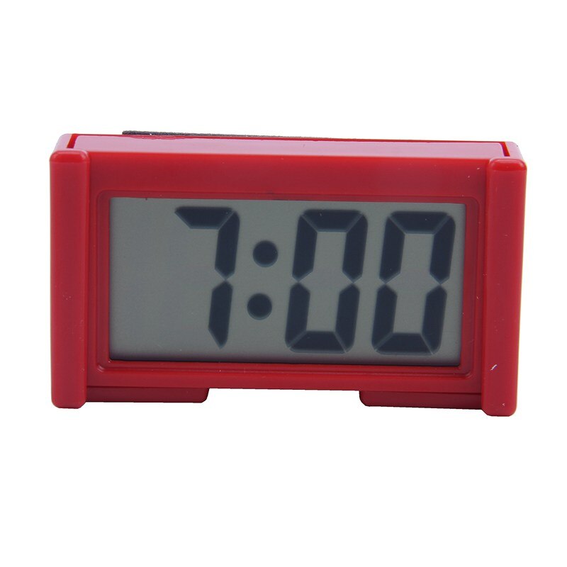 Automotive Digital Car LCD Clock Self-Adhesive Stick On Time Portable: Red