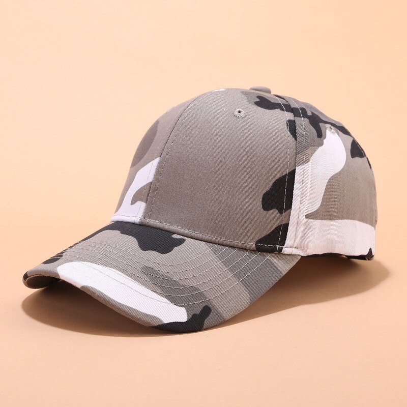 Baseball Cap Camouflage Adjustable Unisex Baseball Cap Sports Tennis Street Sun Hat: White