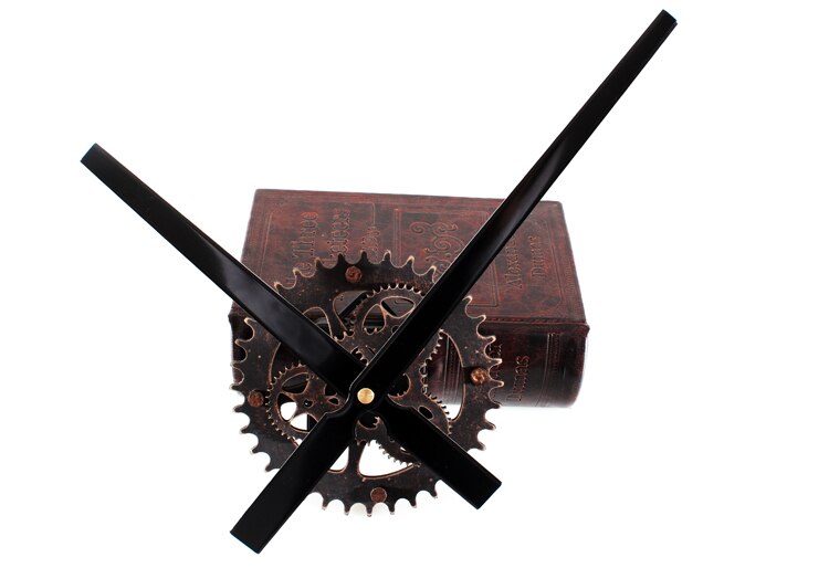 Vægur 30cm stor markør ur mekanisme vægure saat reloj retro træ gear gear ure hængende tilbehør mute kit: Sort
