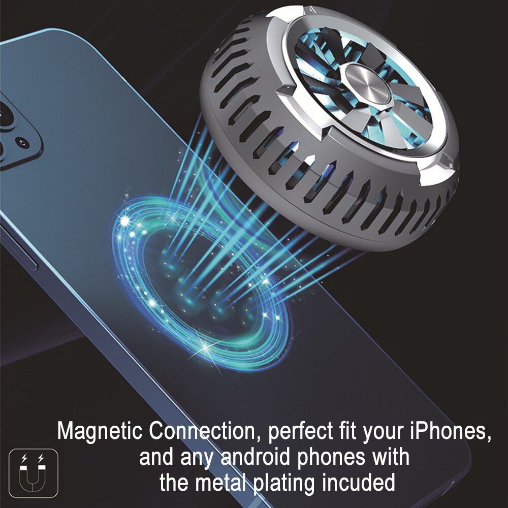 Vogek X6 magnetyczny wentylator chłodzący do IPhone 12 LED Light Cooler uniwersalny telefon komórkowy grzejnik do akcesoriów do telefonów z systemem Android