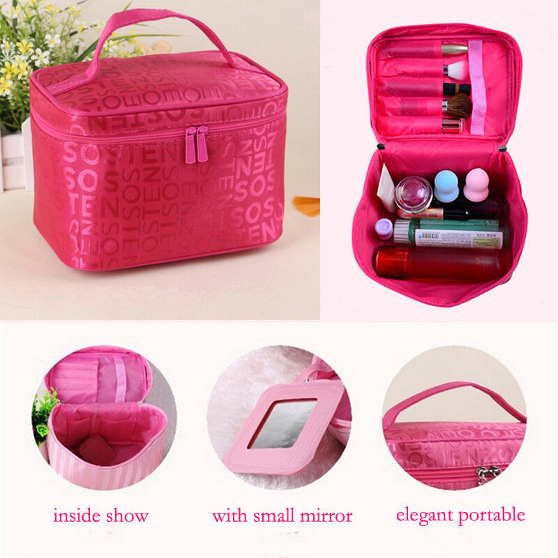 Multifunctionele Brief Print Beauty Cosmetische Make-Up Tas Organizer Rits Handtas Reizen Toilettas Waterproof Case Bag