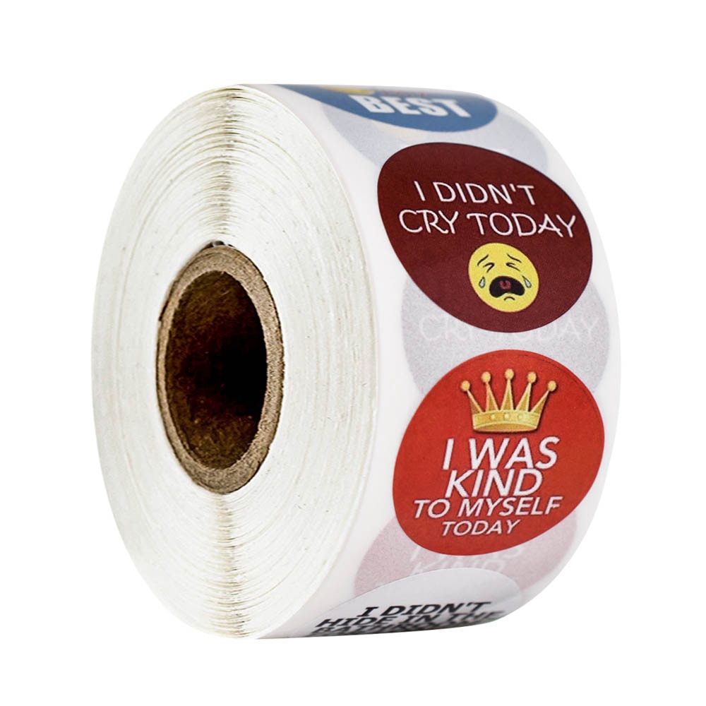 500 Pcs Word Emotional Stickers Rolls for School Classroom Teacher Rewards Students for Emotional Expression of Children Labels