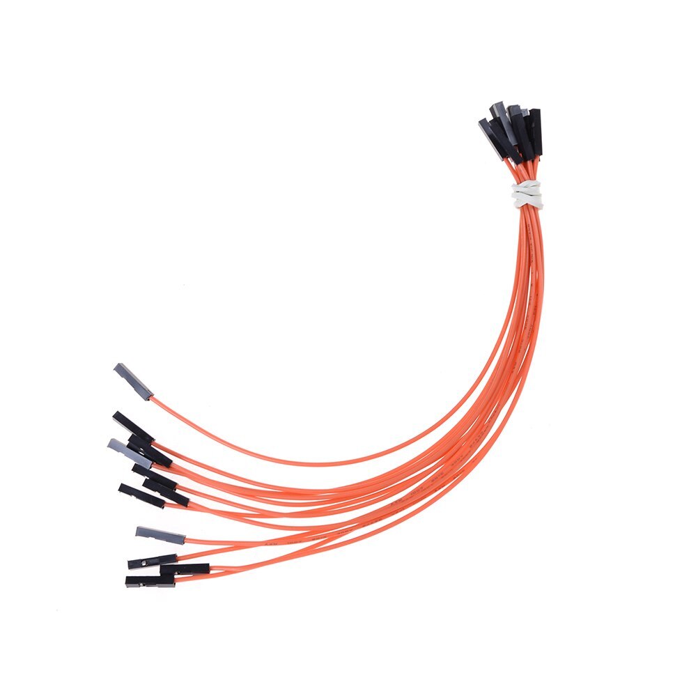 10 stk/parti 24 awg blød silicium ledning 1 pin hun til hun jumper wire dupont kabel 20cm: Orange