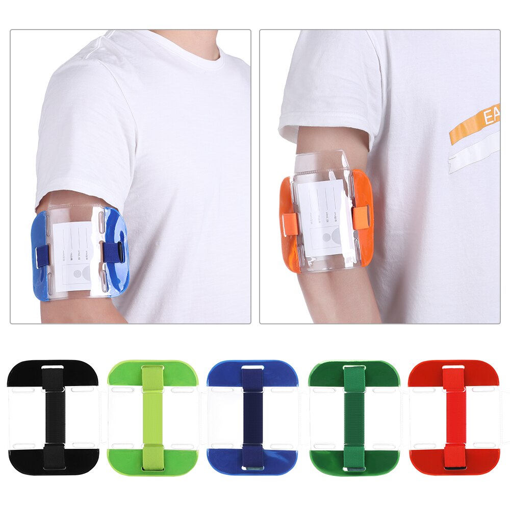1PC PVC Card Sleeve ID Badge Holder Universal ID Card Holder Transparent Visibility Arm Band Badge Holder Office Supplies