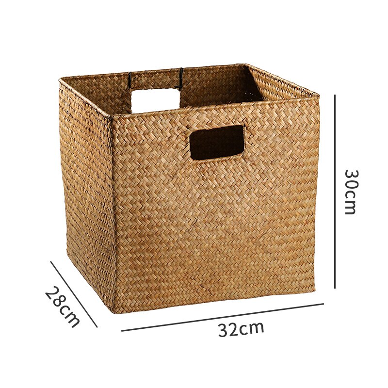Storage basket folding storage basket Hand-woven straw rattan magazine storage basket weaving basket bamboo basket toy storage