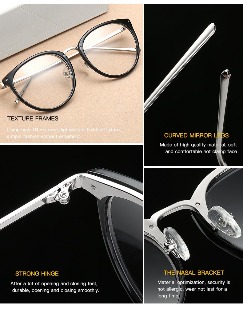 Retro runde briller kvinder metal fulde briller ramme optiske briller klar linse computer briller