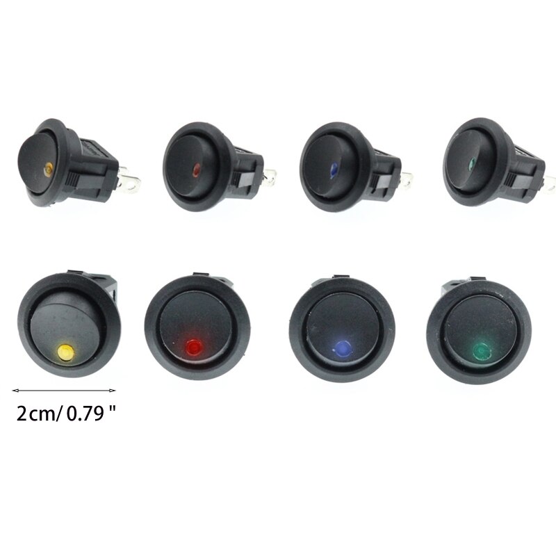 20Stck 12V DC Wasserdicht Runde Rocker Schalter Punkt Bindestrich Auto Stiefel 4 LED-leuchten N0PB