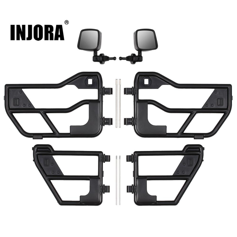 INJORA RC Car Plastic Tube Doors & Rearview Mirror For 1:10 RC Crawler Car Axial SCX10 90046 Jeep Wrangler Hard Body Shell