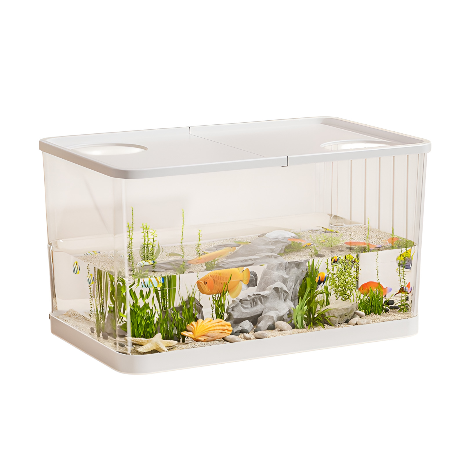 Tanque de peces para sala de estar, tanque ecológico de plástico para mascotas, acuario casero, pecera ornamental: Verde claro