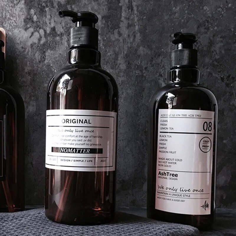 Nordisk brun påfyllningsbar flaska duschgel schampo pressflaska flytande tvål dispenser badrumslotion balsam 250/500ml