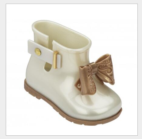 Sandales antidérapantes pour petites filles | Mini bottes de pluie, imperméables avec nœud papillon, pour garçons et filles,: WHITE / 10