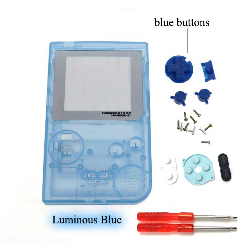 1PCS di Plastica Pieno di Caso Della Copertura Dell'alloggiamento per Gameboy Pocket Console di Gioco per GBP Borsette Caso W/Bottoni Kit pad in gomma A Vite Driver: I Luminous Blue