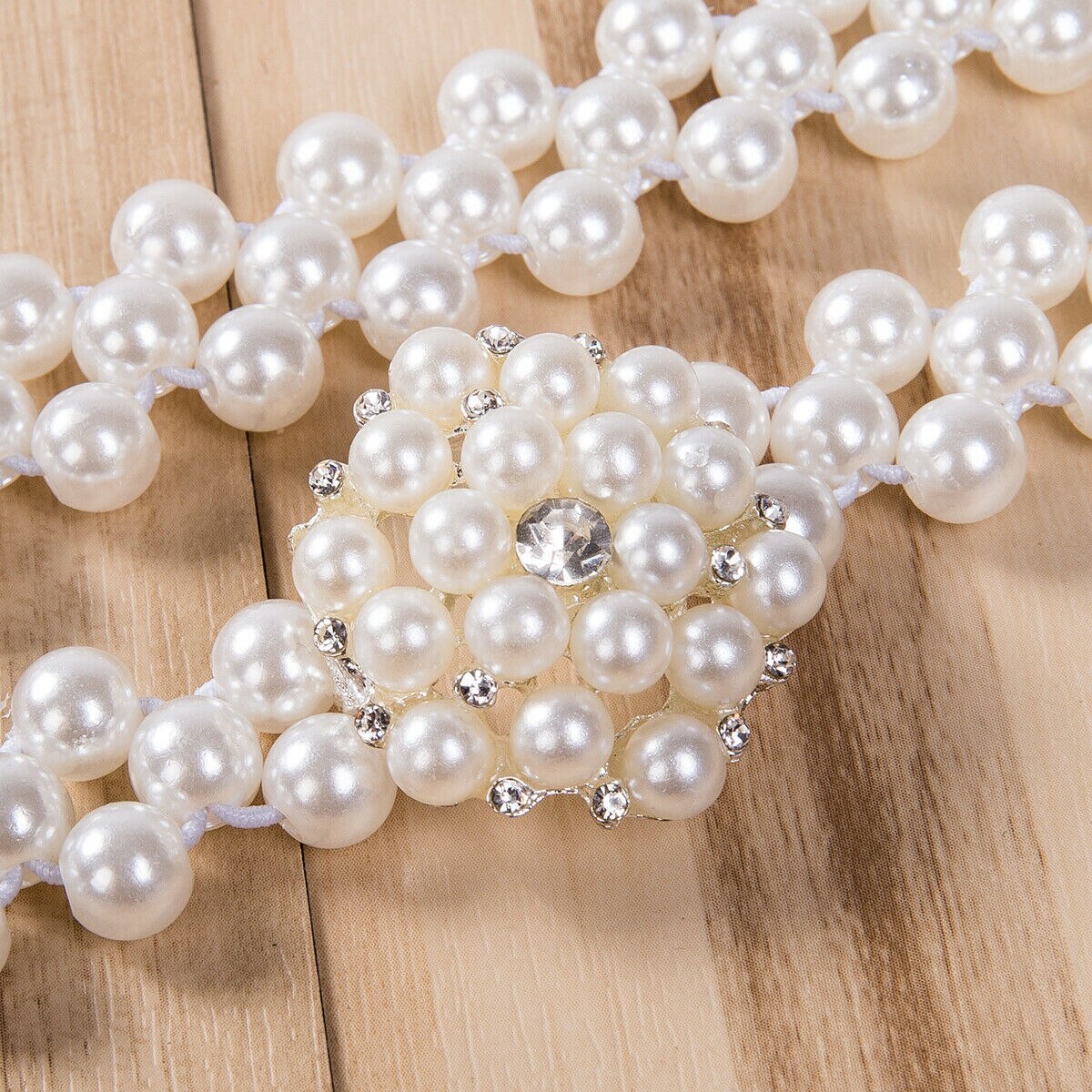 Mærke rhinestone spænde perle elastisk bælte kvinder perle stretch spænde skinny talje kæde linning kjole: 8