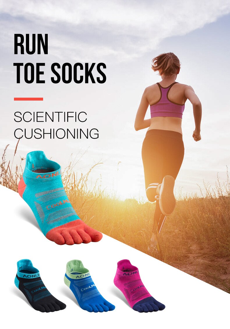 AONIJIE 3 pares deportes Ultra correr bajo de cinco dedos Atlético Fitness skid dedo del pie calcetines para maratón calcetines para correr y ciclismo