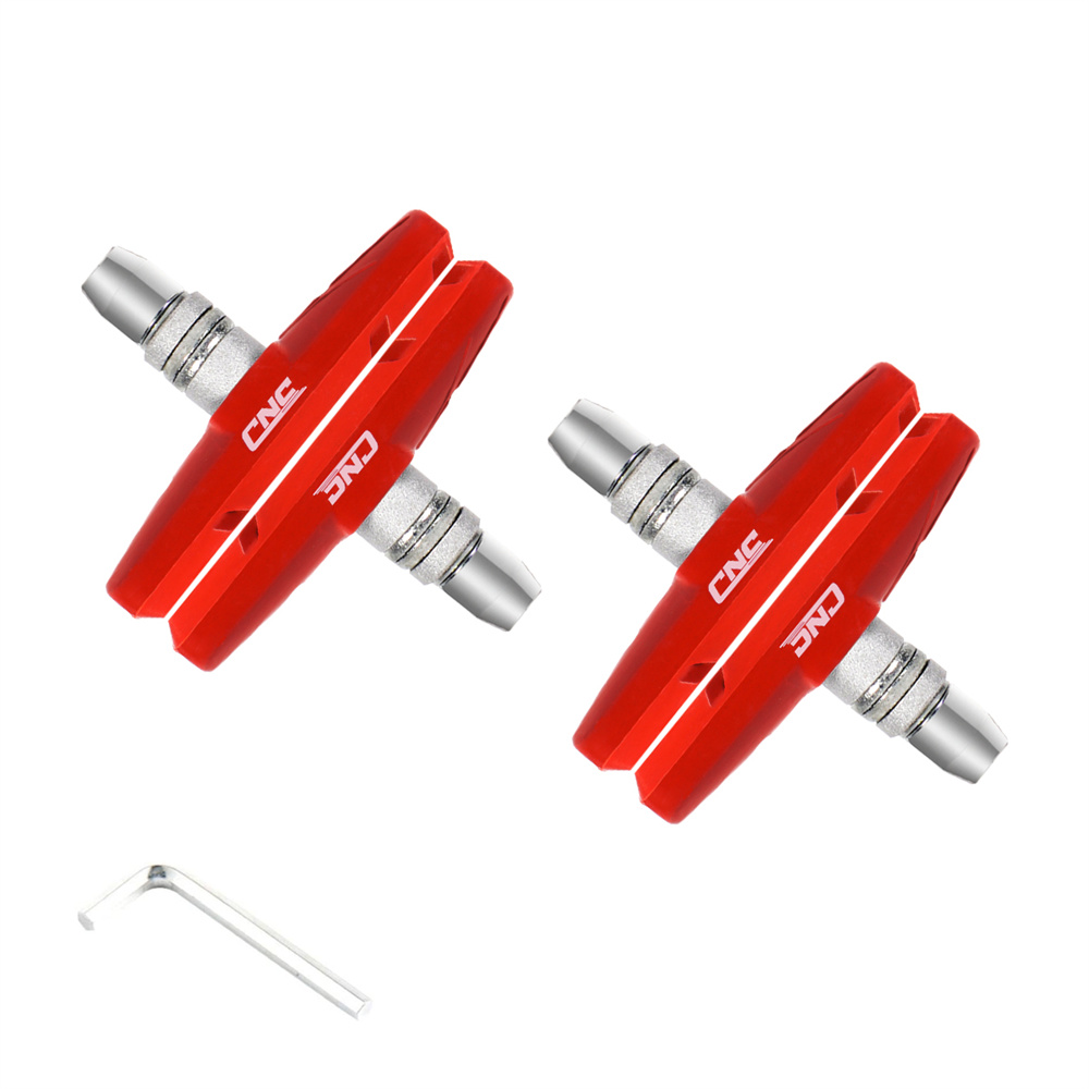 CNC Bicicleta V Brake Pad, borracha Aro Caliper Brake Pads, 55mm, Estrada MTB, 2 Pares: YELLOW