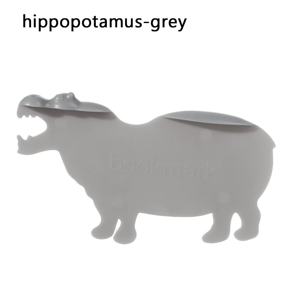 Cute 3D Animal Bookmarks Cartoon Crocodile Hippopotamus Book Markers Carrot Chicken Page Holder for Reading: hippopotamus-grey
