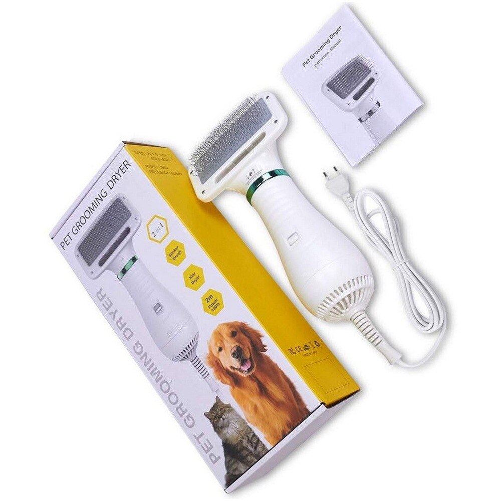 2- i -1 hårfön för hundar med kamvårdsfläkt med justerbara temperaturinställningar för små och medelstora katter hund låg ljudnivå