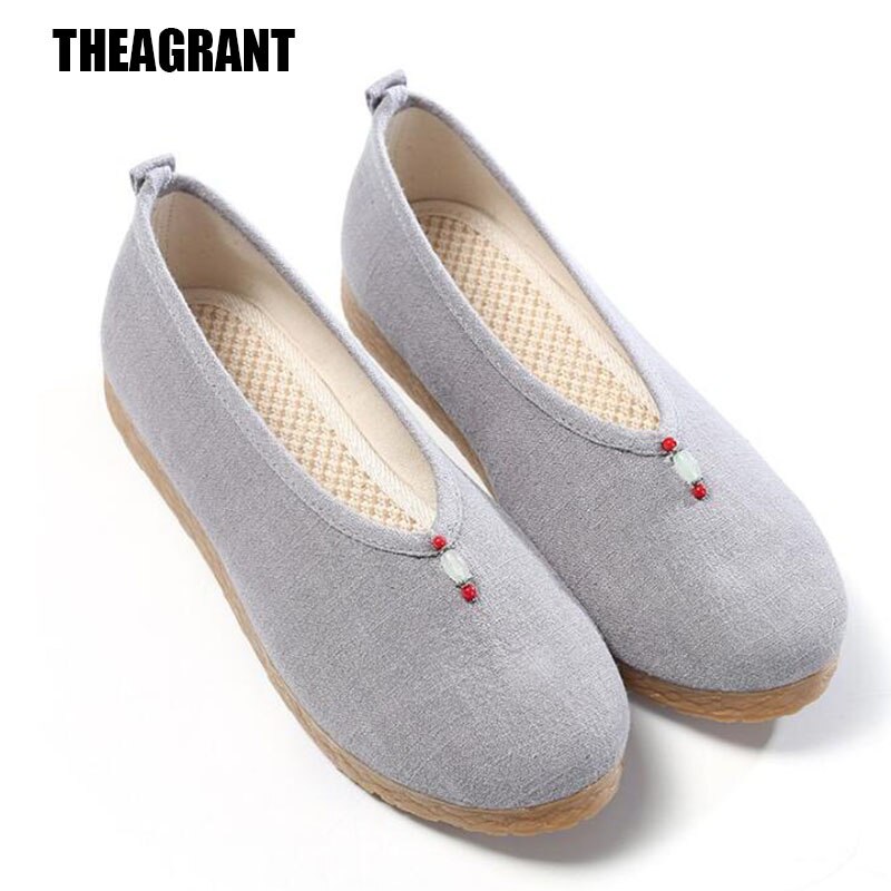 THEAGRANT – chaussures rétro pour femmes, mocassins chinois plats, respirants, perlés, ethniques, à enfiler, WFS3069, printemps-automne,