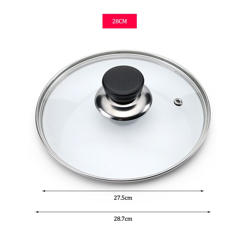 Cookware Reinforced Glass Lid Tempered Wok Lid Pyrex Glass Round Chef Pan Lid with Knob Premium Qualtiy Pan Cover: ITEM INFO 28CM
