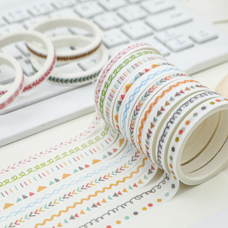 10Rolls Slim Basic Washi Tape Scrapbooking Supplies Washi Tape Set Rainbow Cinta Adhesiva Decorativa Journal Diary Washi Tapes