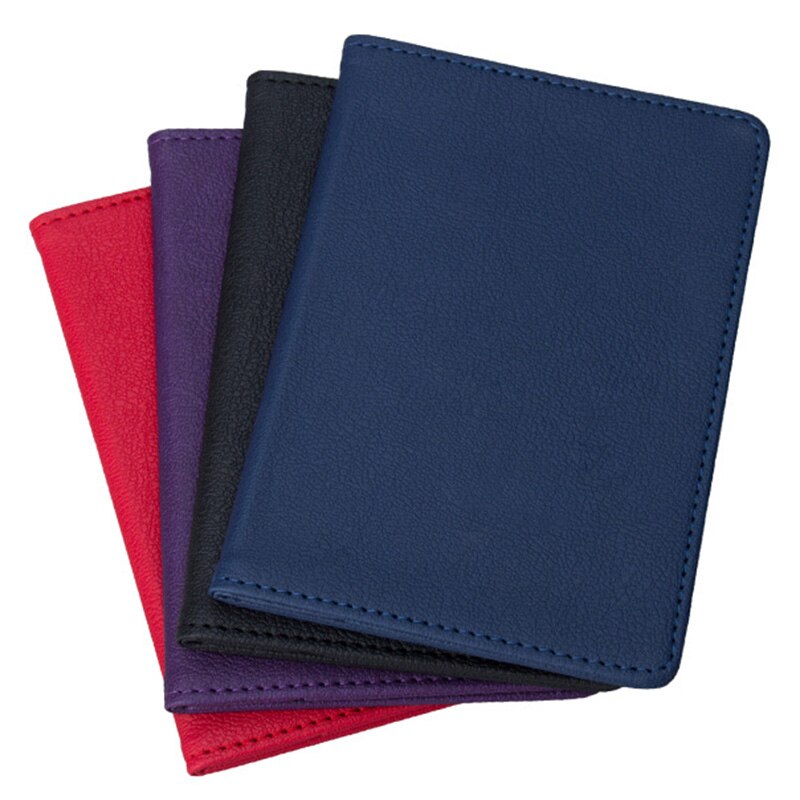 Passport Cover Pu Leather Solid Color Protect Cover For Women Men Travel Business Passport Wallet Organizer