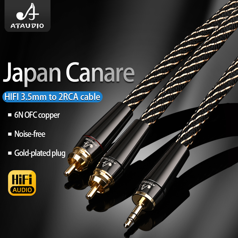 3,5mm til 2RCA Lydkabel - Stereo 3,5mm Jack til 2RCA Han AUX Kabel til MP3, Telefon, Forstærker, Højttaler
