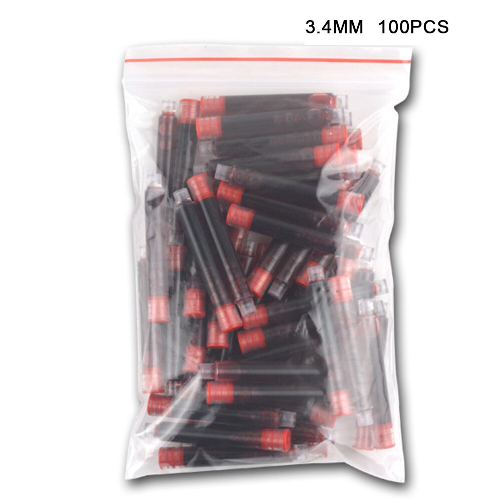 50/100Pcs Fountain Pen Ink Refills 3.4mm Standards International Stationery Office Supplies Ink Pens Blue Black Red Blue-black: Other